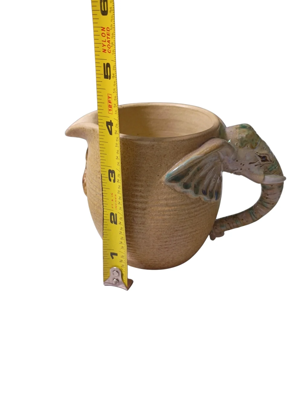 Handcrafted‎ Elephant Ceramic Coffee Set in Tan 15 Pcs